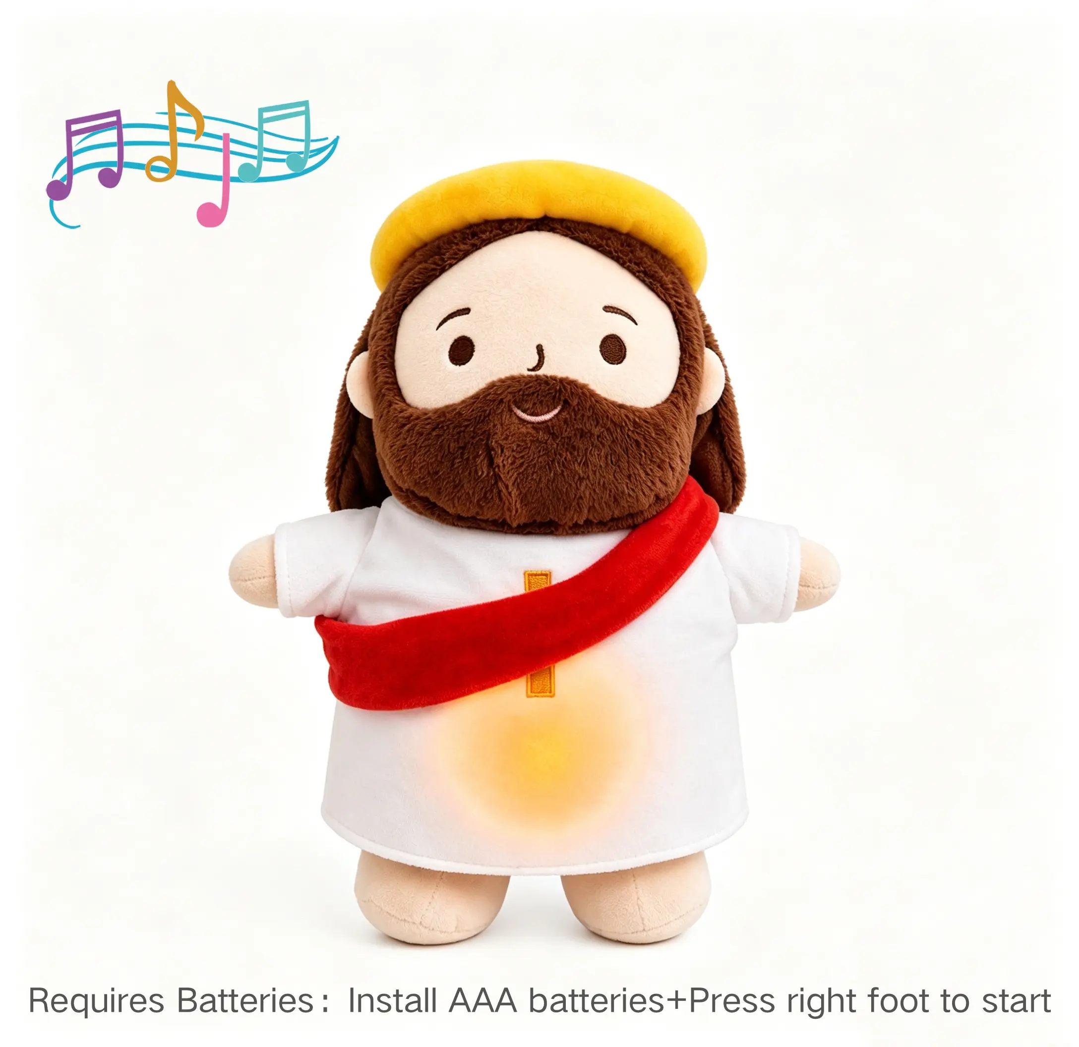 Breathing Jesus Plush Toys with Light&Music,Soothing Jesus Stuffed Animal,Breathing Plushie for Adult&Kids,Christian Catholic Religious Plushie Christmas Gift,Baptizm Gift for Friends