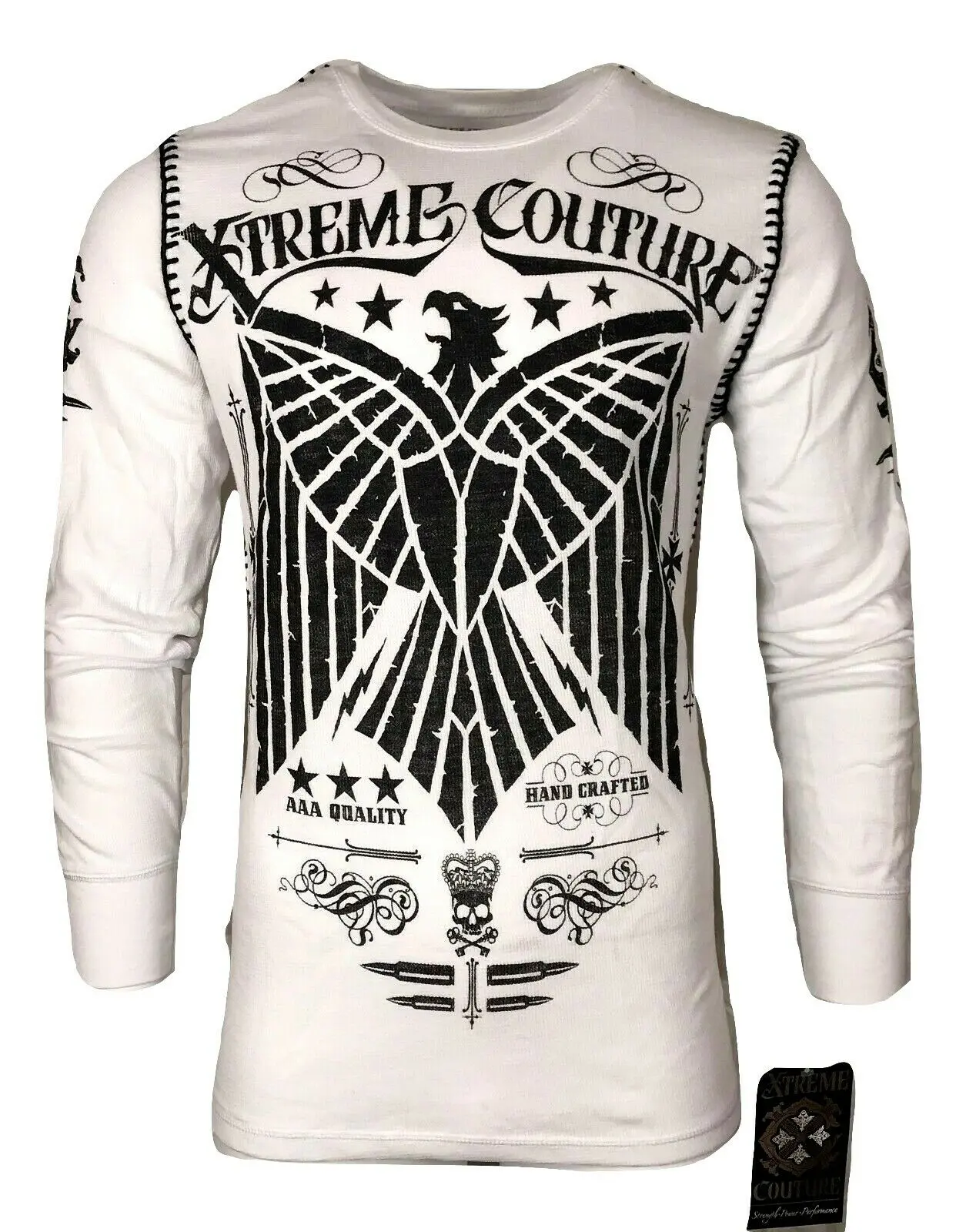 Xtreme Couture Men's Connect Graphic Thermal Longsleeves Top, All Seasons Gothic Cotton Menswear with Round Neck, Made in USA, Long Sleeve, Pull-On Closure, Tops, Graphic Print