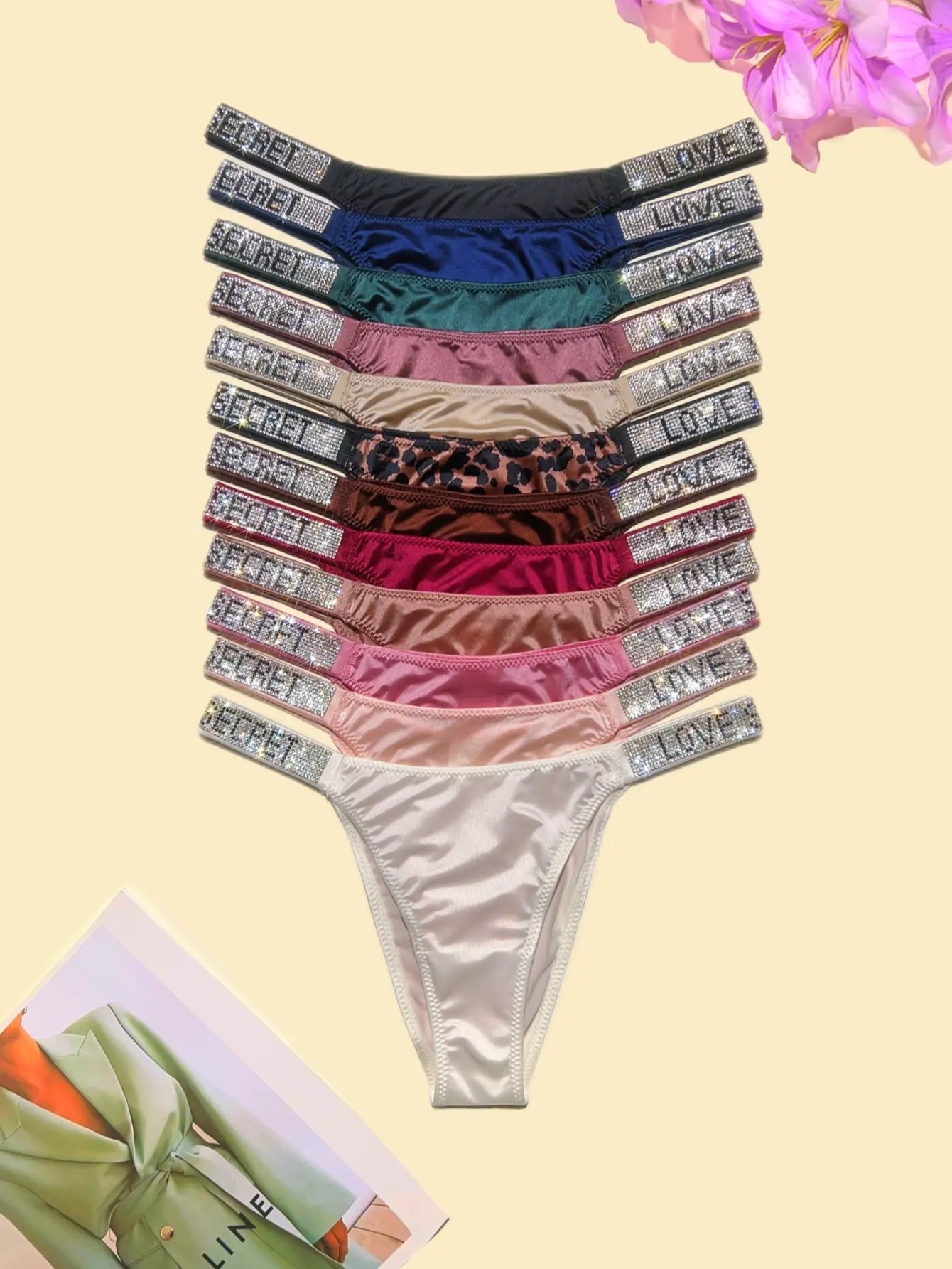 4-pack Women's shining & sparkling A+rhinestone briefs(8 colours) , soft, high quality and fresh underwear，panties, suitable for daily life, sports, and four-season multi-pack fashion women's underwear size for S-XL