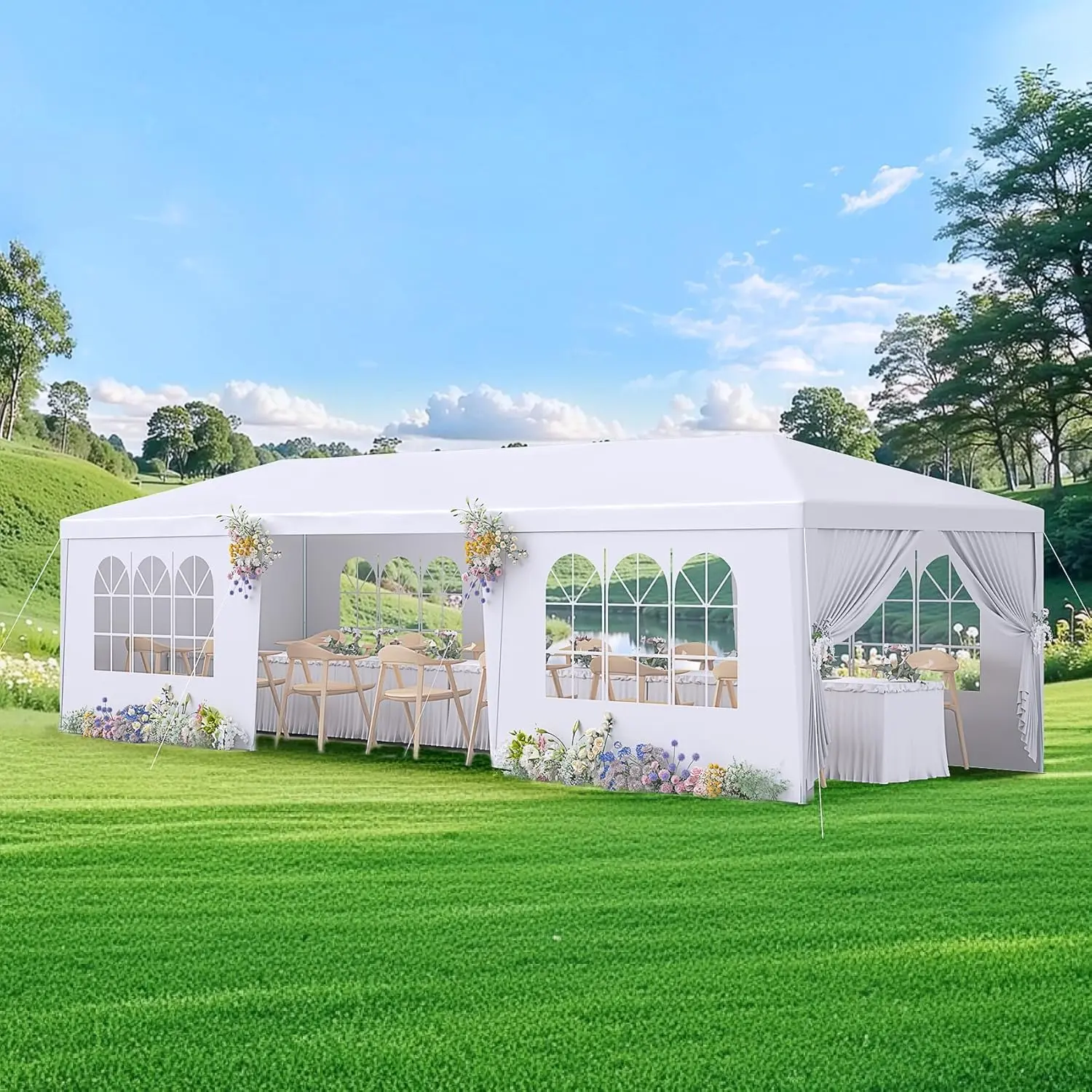 10x20/30ft Outdoor Canopy, Event Gazebo with 0/5/7/8 Removable Sidewalls, Waterproof Gazebo Shelter for Receptions, Party, Wedding, BBQ, Deals for You Days