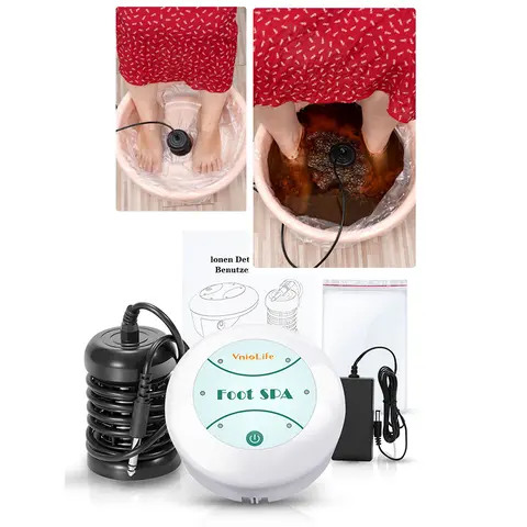 Round Plastic Ionic Foot Bath Machine - Salon-Grade Home Spa Detox Relax Appliance, Ionic-Powered Soaker, Supports Cellular Energy, Boosts Circulation, Use with Container (No Basin Included; Water Color Changes Without Feet)