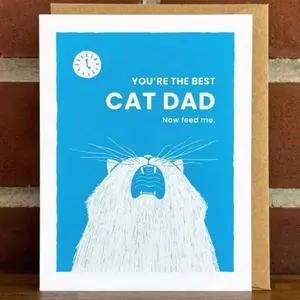 Funny Cat Dad Father's Day Card and Birthday Card, Greeting Card with Envelope