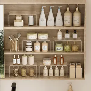 Acrylic Storage Rack, Transparent Desktop Organizer & Cup Holder, Cabinet Shelf Divider, Space-Saving