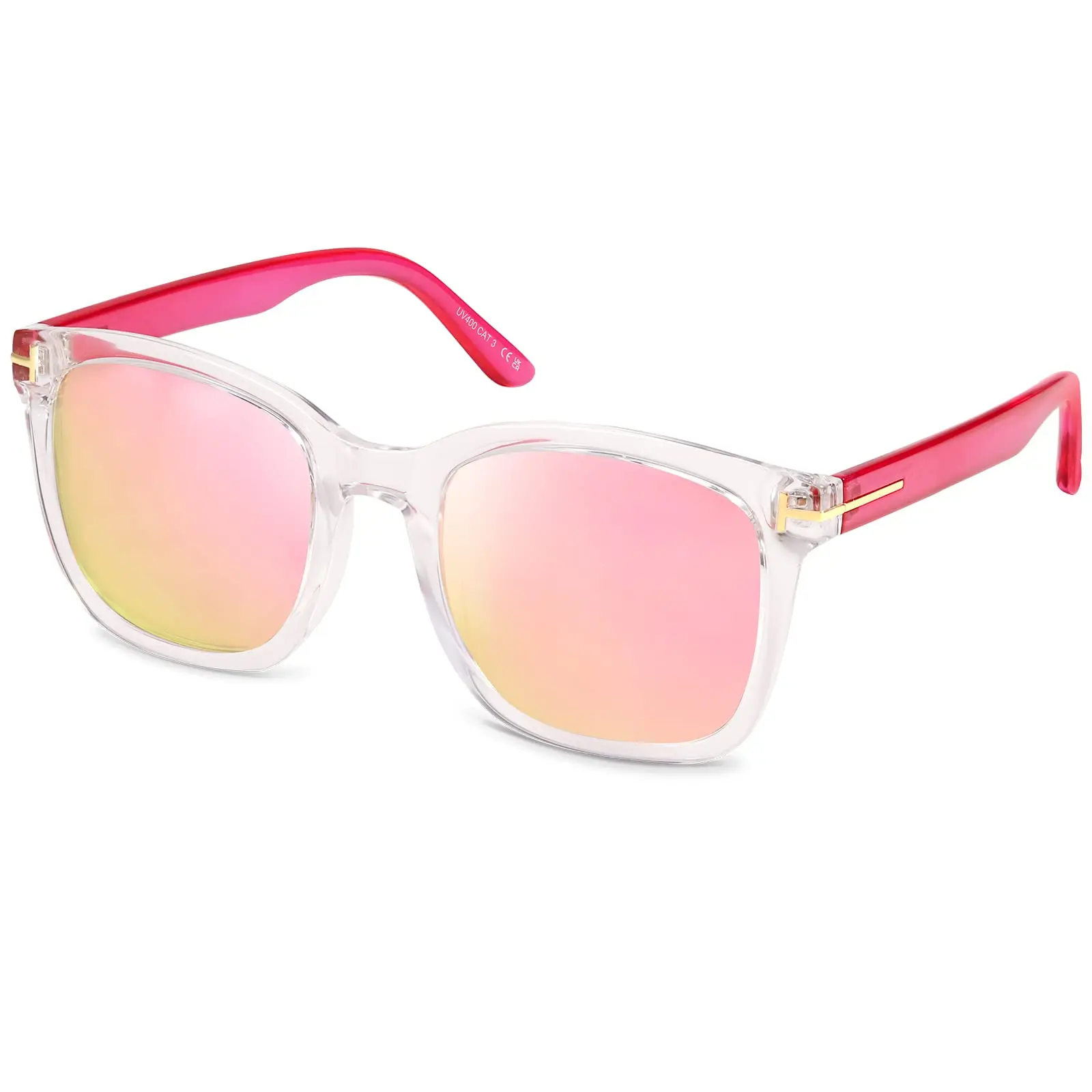 Red Temples Pink Lenses