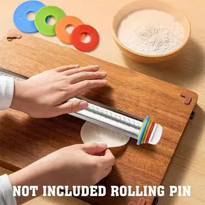 8 pcs Rolling Pin Guide Ring Spacer Bands Set - 2/3/6/10mm, Multicolored Flexible Silicone Baking Accessories for Dough Thickness, Versatile Kitchen Tools Bakeware Colorful Lightweight Utensils