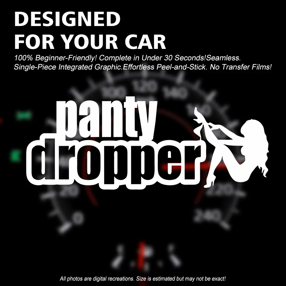 Panty Dropper Car Decal, Exciting Pin Up Girl Auto Sticker for Men, Single-Piece No Transfer Film PET Window Bumper Decal for JDM Pickup Truck SUV Motorcycle, Funny Weatherproof Decor decoration
