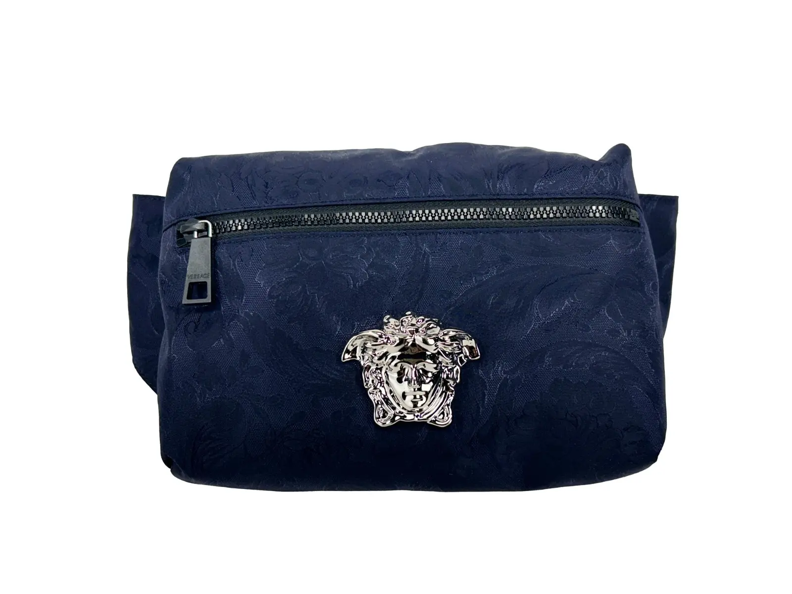 Pre-owned VERSACE Nylon Belt Bags Medusa Navy Belt Bag Waist Fanny Pack Women's Purse