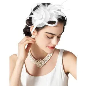 Tulle Fascinators for Women, Tea Hats for Kentucky Fascinators Derby, Cocktail, Wedding, Fancy Dress