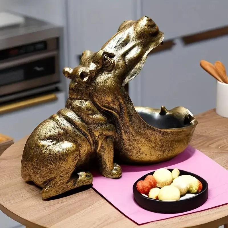 Cute Hippo Resin Statue, Collectible Figurines, Animal-Shaped Decorative Item, Home Office Storage Organizer, Creative Desktop Decoration, Ideal for Home Office Use, Collectible Figure Decor, Animal Collectibles, Decorative Piece