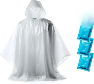 Disposable Rain Ponchos for Adults Clear Ponchos with Hood Compact and Clear Emergency Poncho PE Plastic Lightweight Breathable One Size Fits All Pack of 4