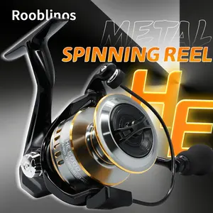 rooblinos HE Spinning Reel, 12+1BB Ultra Smooth, 5.2:1 Gear Ratio, Max Drag 22lbs, CNC Aluminum Spool & High Strength Rotor, Professional Fishing Reels for Bass Trout, Freshwater Saltwater Universal, Left/Right Interchangeable Power Handle, Multiple Sizes