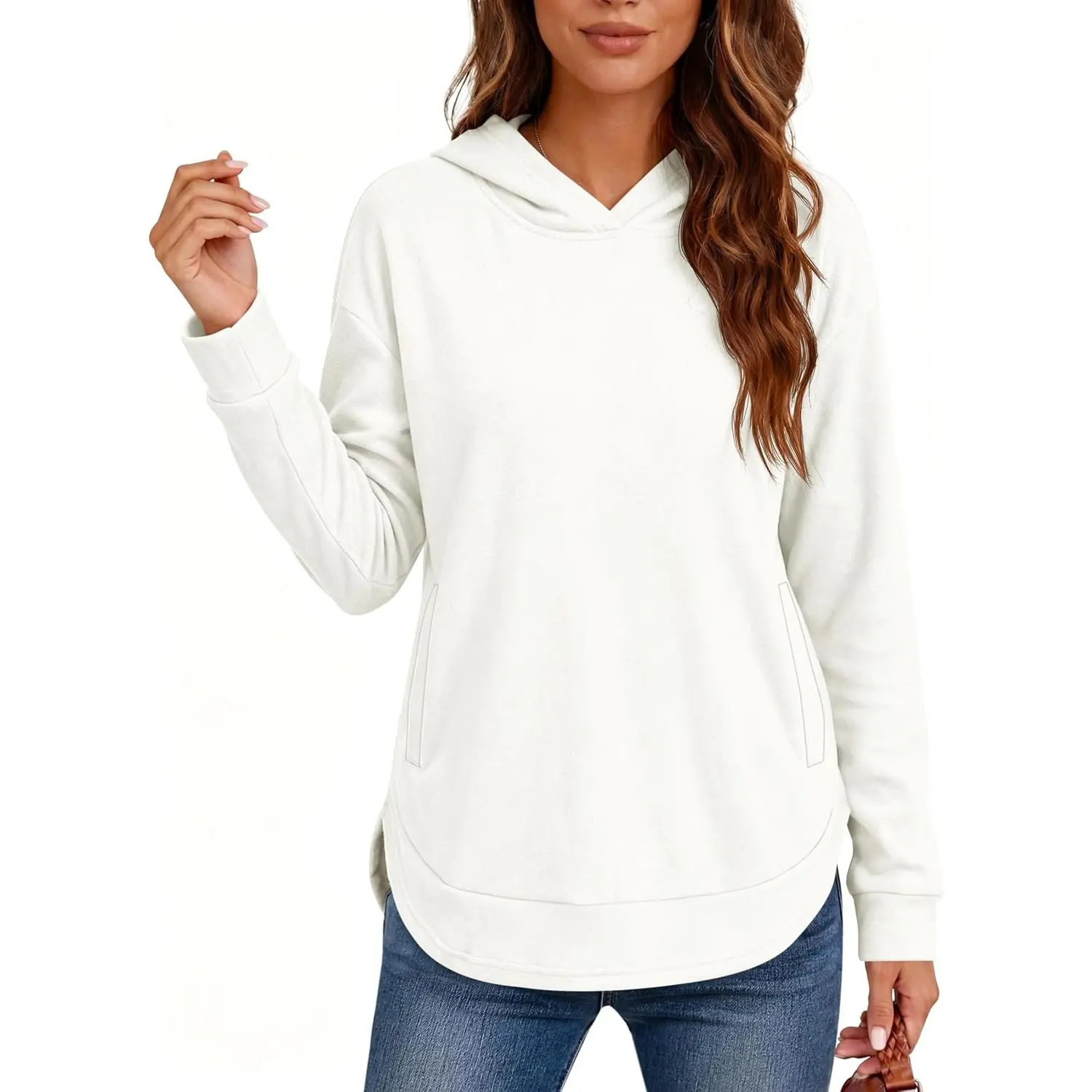 ANRABESS Women's Fashion Hoodie with Pockets | Soft Cozy Fleece Pullover Sweatshirt, High-Low Hem Loose Fit Top, Casual Work Travel Daily Wear, Fall Winter Clothing
