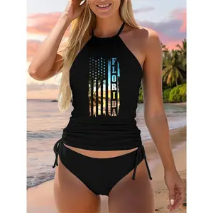 Florida American Flag Pride Beach Surfer Patriotic Gift Two Piece Swimsuit