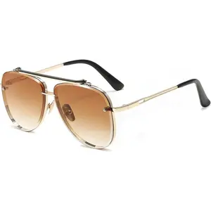FEISEDY Oversized Sunglasses for Men Women Vintage Sun Glasses Metal Frame Gradient Shades B0105