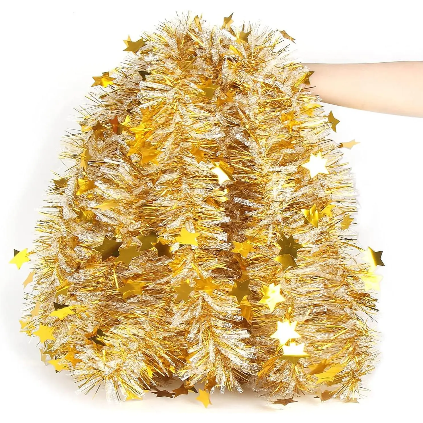 PVC Modern Synthetic White Christmas Tinsel Garland - 32.8 Ft Long, 9cm Flexible Line Lightweight Festive Accessory for Christmas Tree, Wreath Making, Indoor/Outdoor Decor (Home & Festive Supplies)