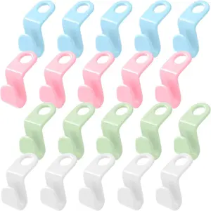 20 Pack Space Saving Hanger Connector Hooks  Durable Plastic Vertical Closet Organizer, Multi-Color Hanging Hooks for Clothes & Storage Boxes, Heavy Duty Wardrobe & Dorm Storage