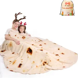 Burritos Tortilla Throw Blanket 2.0 Double Sided 71 inches for Adult and Kids, Giant Funny Realistic Food Blankets, 285 GSM