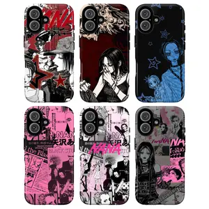 Aesthetic Nana Anime Manga Phone Case – Nana Osaki & Hachi Y2K Punk Rock Grunge Design, Retro Gothic Black Stones Anime Art, Pink & Black Streetwear Style, Gift for Fans  Cover for iPhone 17 Pro Max 16 15 14 Plus & Samsung Galaxy S25 S24 S23 S22 S21 Ultra