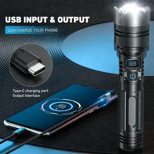 Mini 2-in-1 FLASHLIGHT with Charging Phone Function | Super Bright, USB Rechargeable, Zoomable | Camping, Emergency, Fishing Torch light strong light flashlight