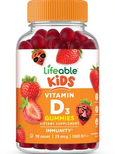 Lifeable Kids Vitamin D Gummies | Vitamin D3 1000iu | Great Tasting Vitamin D3 Gummies | D3 Vitamin for Strong Healthy Bones and Immune Support | Vitamin D for Kids, Boys, Girls | 90 Gummies
