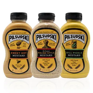 The Mustard Mike Starter Trio Pack - Polish Style, Sweet Hot Honey & Dill Pickle Mustards - 12 oz Squeeze Bottles - Perfect for BBQ'S & Tailgates