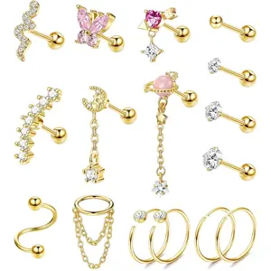 FASACCO Helix Earrings 16G Cartilage Earring Surgical Steel Helix Piercing Jewelry Conch Earrings Cartilage Piercing Jewelry