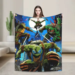 TMNT Game Flannel Blanket Super Soft Flannel Blanket, an Ideal Gift For Children and Enthusiasts on Special Occasions. Perfect For Use at Home, Office, Outdoors and Parties.