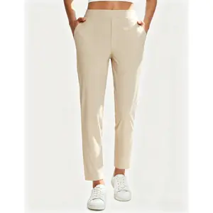 High Waist Slim Ankle Pants for Women, Quick Dry Stretch Work Pants with Zipper Pockets, Ideal for Golf, Travel & Business Casual