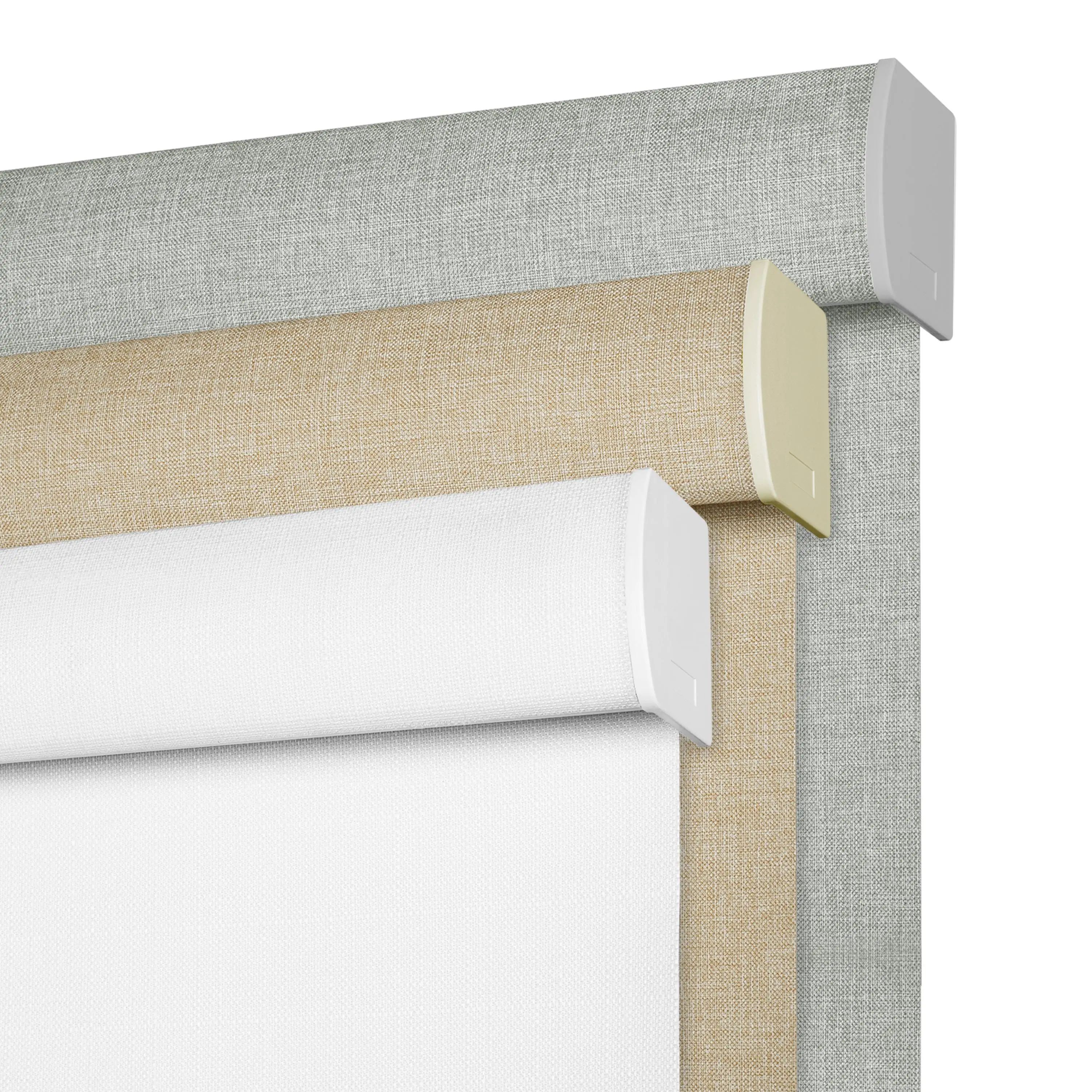 BERISSA Cordless Blackout Roller Shades for Windows,Free-Stop Linen Fabric Windows Blinds with Cassette Valance,Thermal Insulated UV Protection Roller Blinds for Home Office.White/Grey/Fifter White.