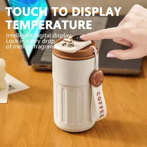 Smart thermos bottle with digital LED temperature display, coffee cup, stainless steel vacuum cup, office cup, business portable cup