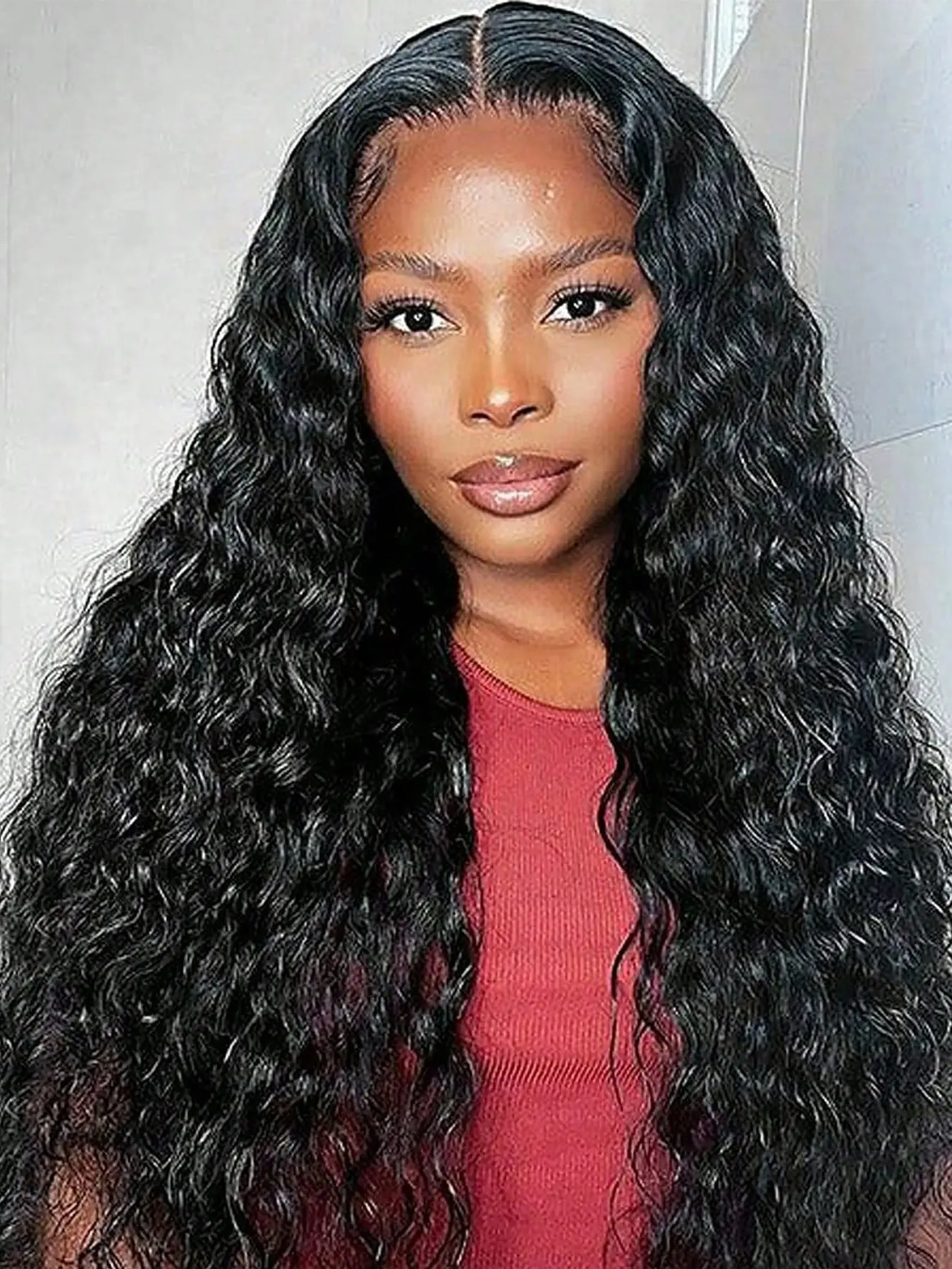20in Human Hair Glueless Full Lace Wig Water Wave Pre Plucked 220 Density 20 Inch Water Wave Human Hair Lace Front Wig for Black Women  main image 3