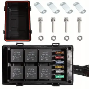 Waterproof Fuse 5 Pin Relay Box Block Kit 10 Pcs ATC/ATO Blades