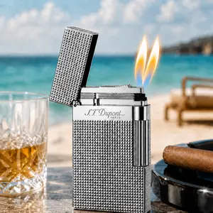 [Double Flame] DPT Guilloche Diamond Silver luxury Lighter 140g best gift for him