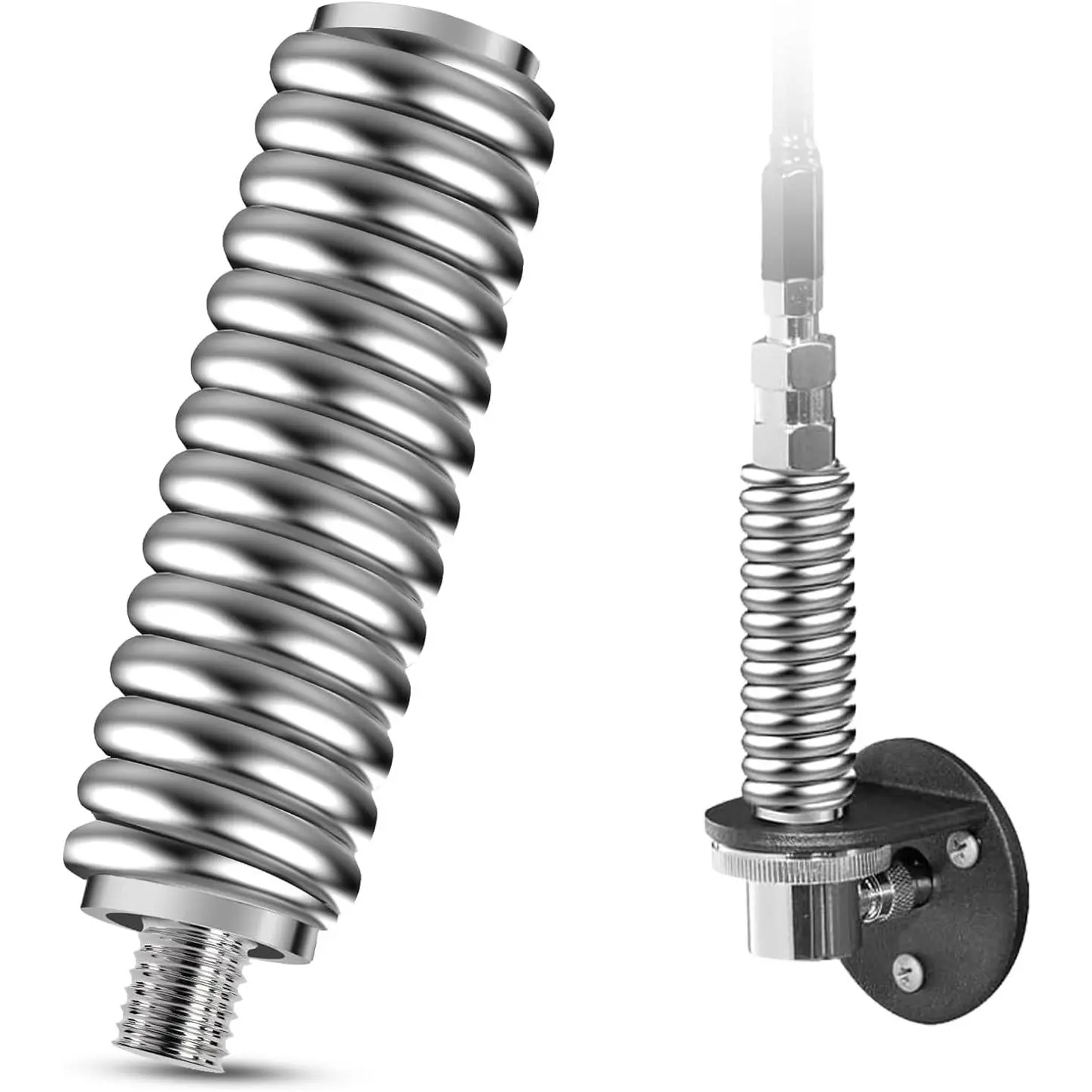 SS-3H CB Antenna Spring Mount - Heavy Duty Stainless Steel Springs with Electro Polished Plated Fits to Mobile/in-Vehicle CB Radio Antenna Mount - 3/8", 24 Threads with Antennas Up to 5"