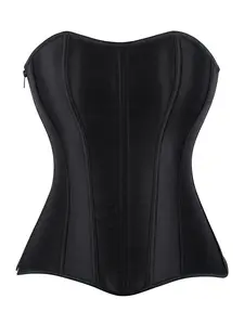 Women's Plain Lace Up Corset Underwear Shapewear Top, Basic Grommet Eyelet Zipper Asymmetrical Hem Tube Shaper, Tummy Control Shapewear for Daily Wear Fitted Adjustable