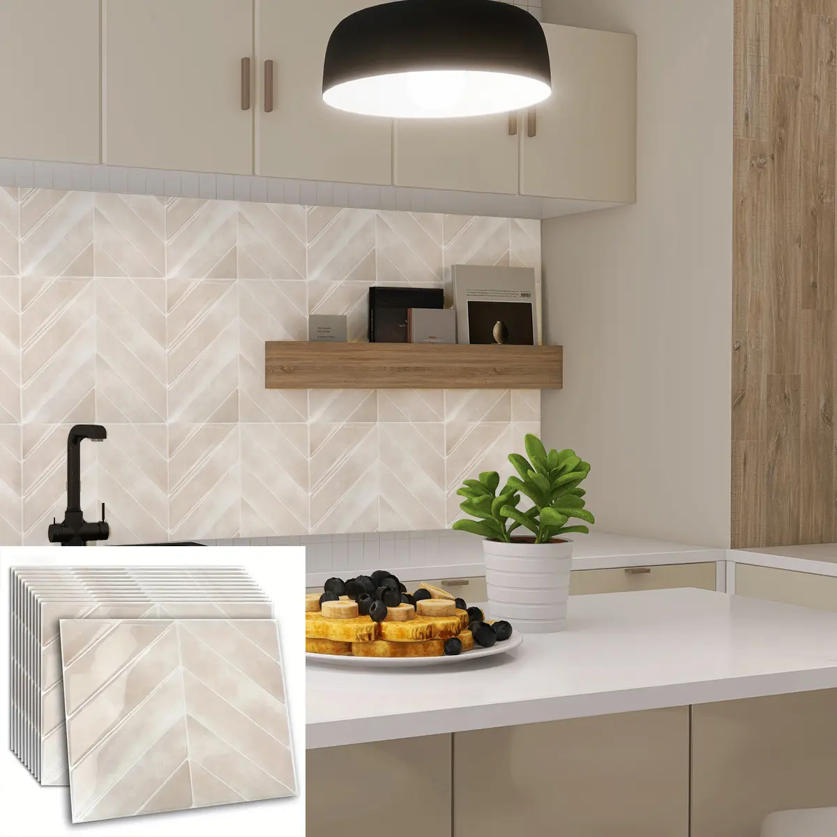 3D Mosaic Self-adhesive Wall Sticker, Waterproof Heat Insulation Decorative Sticker, Easy to Clean Wallpaper, Peel and Stick Wallpaper Designs for Kitchen, Bathroom, Living Room, Dining Room, Interior Walls, Marble Backsplash Wallpaper