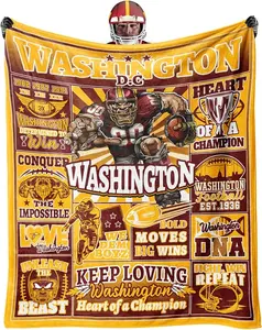 Football Blanket, Washington Blanket Gifts for Football Fans, Game Day Gift, Game Day Blanket