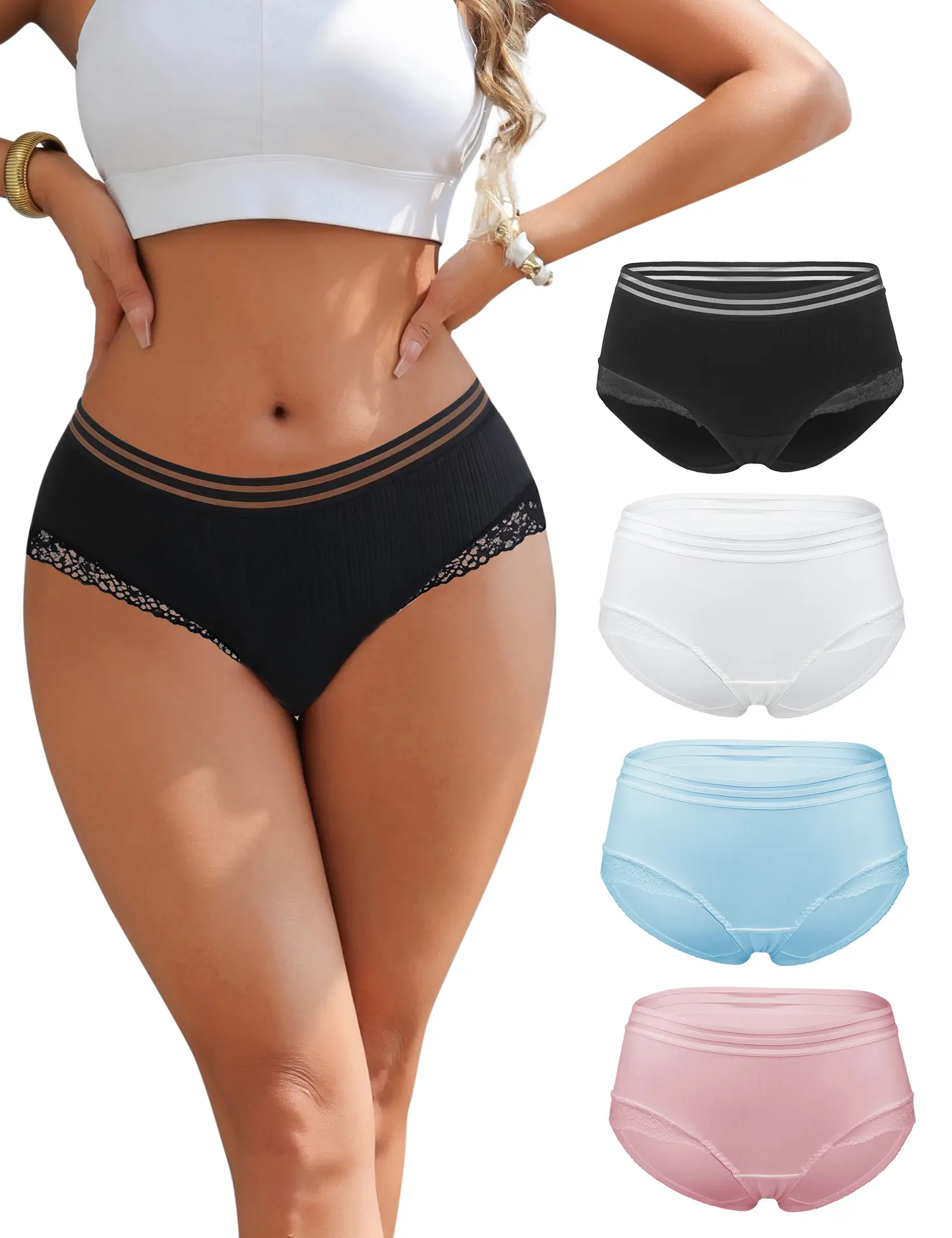 Sexy Hipster Bikini Panties for Women Cheeky Underwear Cotton Crotch Undies Ladies Underwear Panties Breathable Briefs