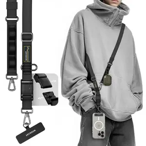 MAGEASY FidLock Crossbody Strap- Adjustable Crossbody Phone Lanyard with Magnetic Quick Release Buckle, Universal Durable Strap for iPhone 17 & Most Smartphones （25mm/20mm | Black/Starlight)
