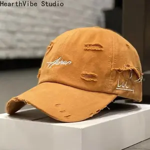 Retro 2026 Torn Dad Hat - Faded, Worn, Baseball Letter Embroidery, Unisex Sun Hat for Casual Outdoor Use