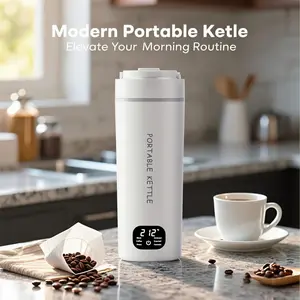 HDQ 2026 Travel Kettle, 110V~240V Any Voltage Portable Kettle for Travel, 6 Temperature Controls Portable Water Heater, 316 Stainless Steel Small Electric Kettle, Auto Shut Off & Boil Dry Protection