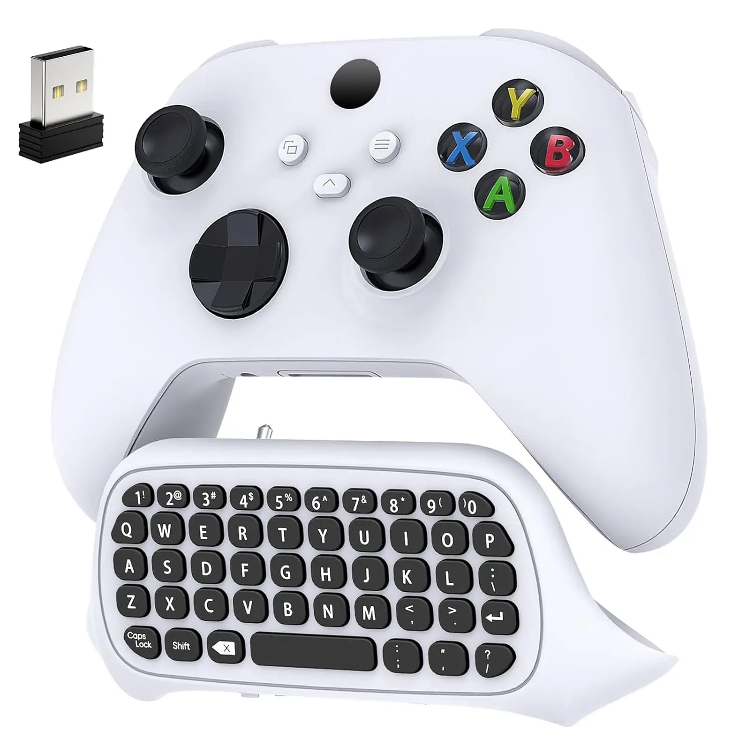 for  Series X/S, One/One X/S, Elite one/2 Controller, Wireless Chatpad Gaming Keypad with USB Receiver and , 3.5mm Audio Jack Accessories for  (Controller Not Included), White