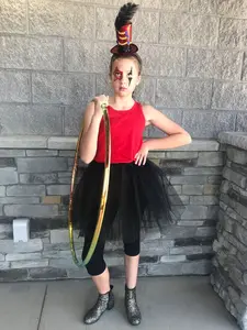 Girls Greatest Showman Inspired Circus Ringmaster Costume - Complete Kids Costume Set with Black Tutu & Headband Hat