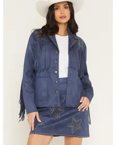 Lonestar Fringe and Studded Faux Suede Jacket