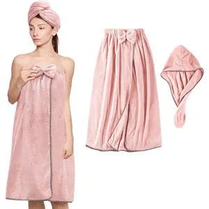 Hair Towel Women Bath Wrap - Adjustable Microfiber Super Absorbent to Quick Drying Hair and Body for Gym, Spa, Sauna and Shower After Body Cover, Pink Office Stationery & Supplies Cotton