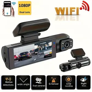 1080P HD WiFi Car Dash Cam, Front/built-In, Full HD 1080P Vehicle Dashboard Camera, Night Vision, 3.16 Inch IPS Screen, 24-Hour Parking Monitor, WiFi Car Dashcam