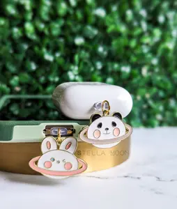 Space Animal Phone Accessory, Kawaii Mobile Dust Plug Panda, Cute Rabbit Charm, Bear Charger Port Cover, Bunny Ear Phone Dangle Decoration Accessories Smartphone