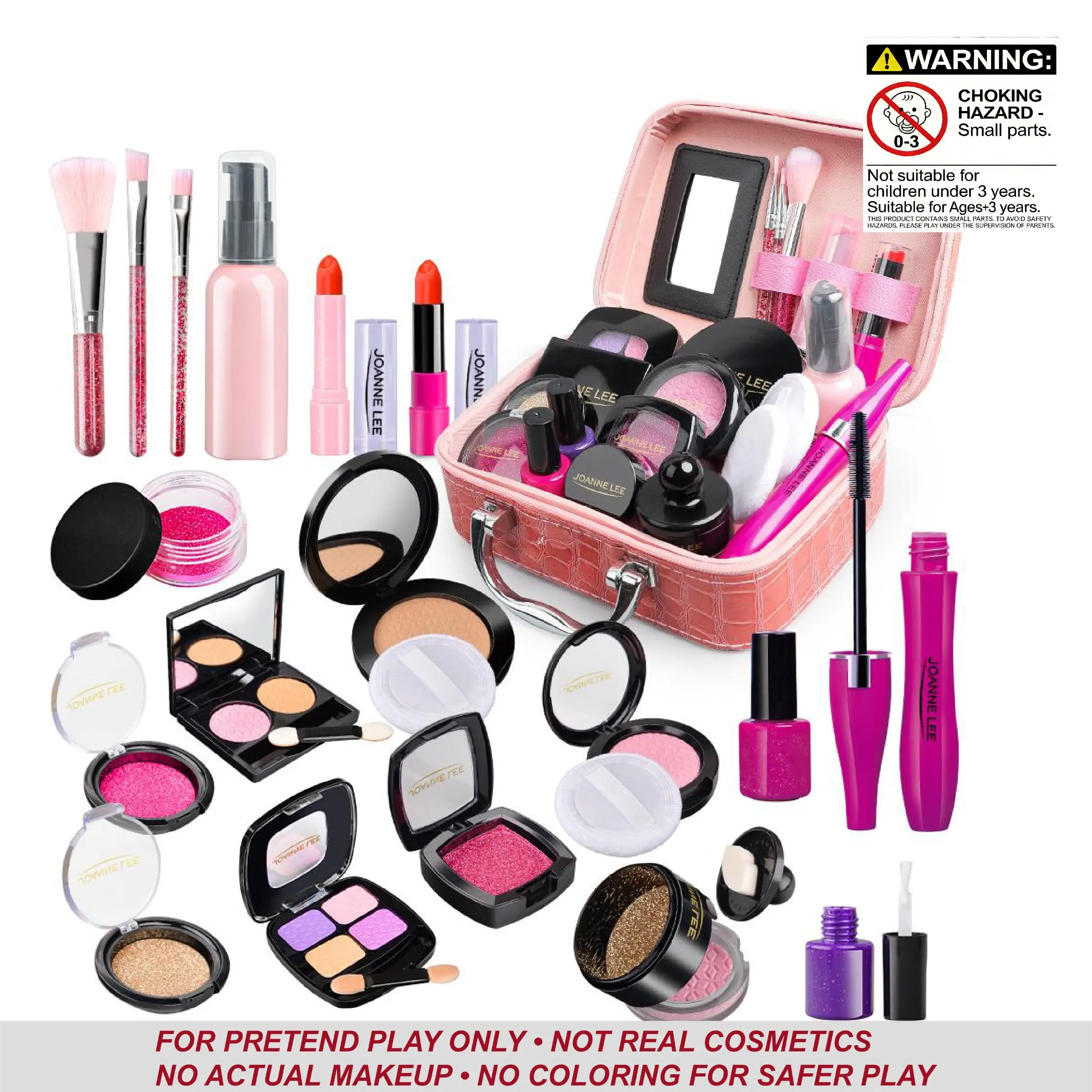 21pcs Crocodile Print Kids Makeup Set, Kid Pretend Makeup Set, Unable to makeup, Realistic Look, Safe Non-Toxic, Includes Eyeshadow, Blush, Brushes, Perfect Gift for Girls Ages 3+, Pretend Play Set, Playset