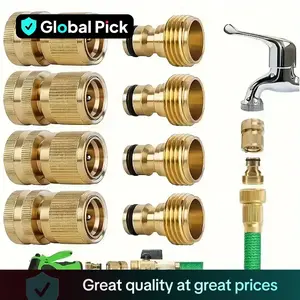 Brass Garden Water Hose Quick Connect Set, 4 Counts/set Garden Hose Connector Adapter, Garden Hose Connector Adapter for Outdoor Lawn and Gardening Use #GLOBAL PICKS