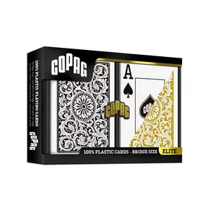 Copag 1546 100% Plastic Playing Cards – Bridge Size Jumbo Index (Black & Gold Double Deck)